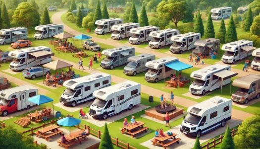 Autocaravanas estacionadas en un camping